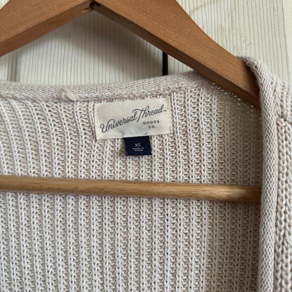 Universal Thread Cardigan womens XS pockets cream neutral fall lounge - Picture 3 of 6